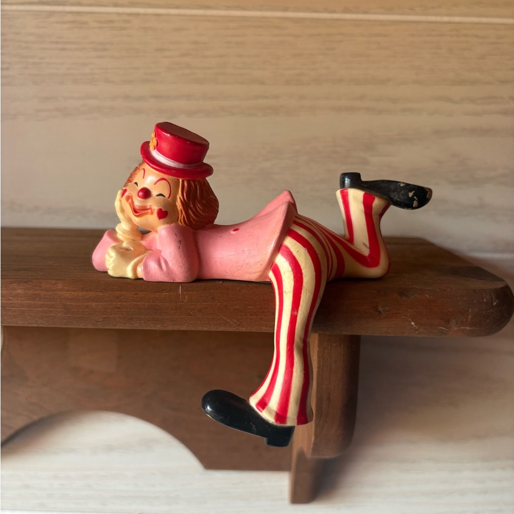 Pink and Red Striped Clown Figurine shelf sitter